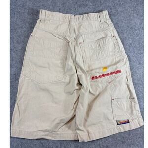 Vintage Y2K JNCO Flamehead USA Baggy Shorts Boys Youth 14 Beige Skate Hip Hop